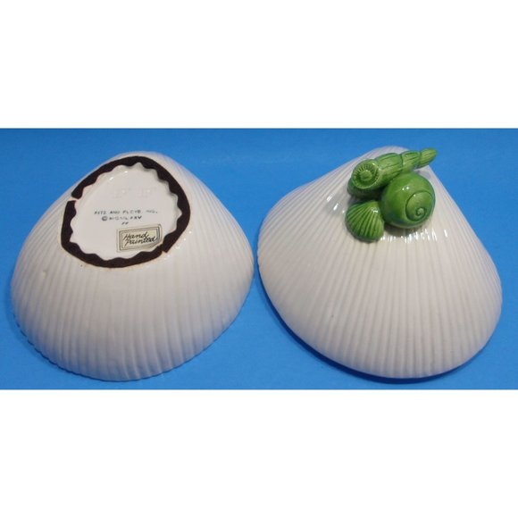 Fitz & Floyd Hand Painted Clam Shell Lidded Jewelry/Trinket Box Dish 5 1/4" - Picture 6 of 10